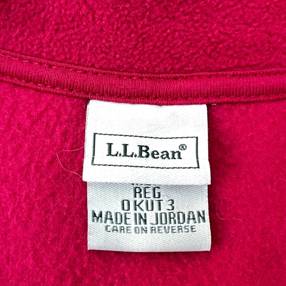 LL Bean Womens Red Fleece Jacket Nordic Fair Isle Print Full Zip Cozy Size Med - Picture 3 of 11